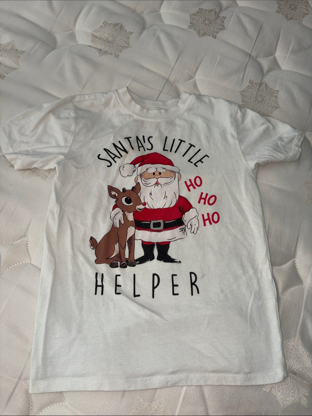 Santa's Little Helper Kids Tee - White